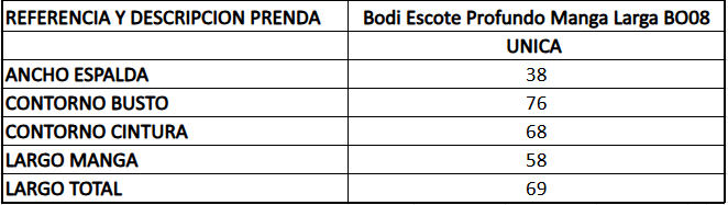 Bodi Escote Profundo Manga Larga BO08