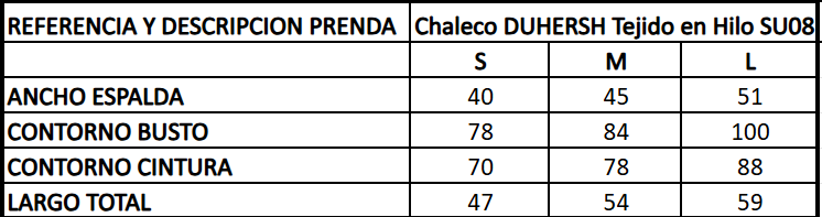 Chaleco DUHERSH Tejido en Hilo SU08