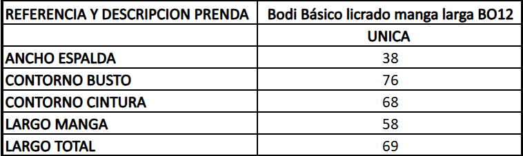 Bodi Básico licrado manga larga BO12
