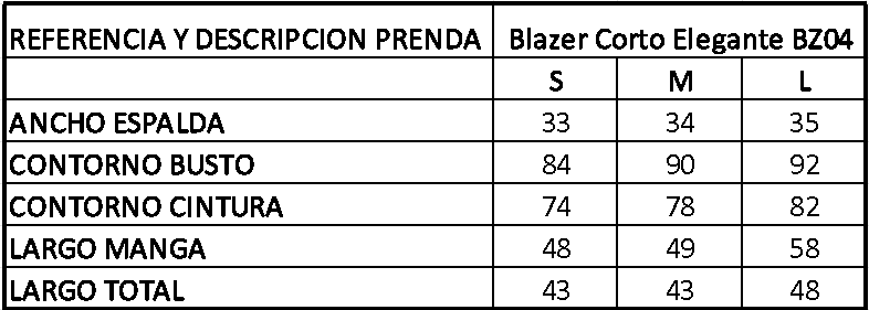 Blazer Corto Elegante BZ04