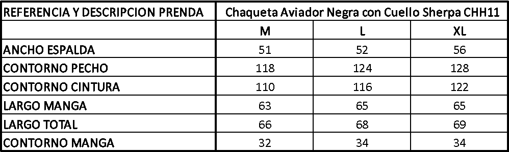 Chaqueta Aviador Negra con Cuello Sherpa CHH11