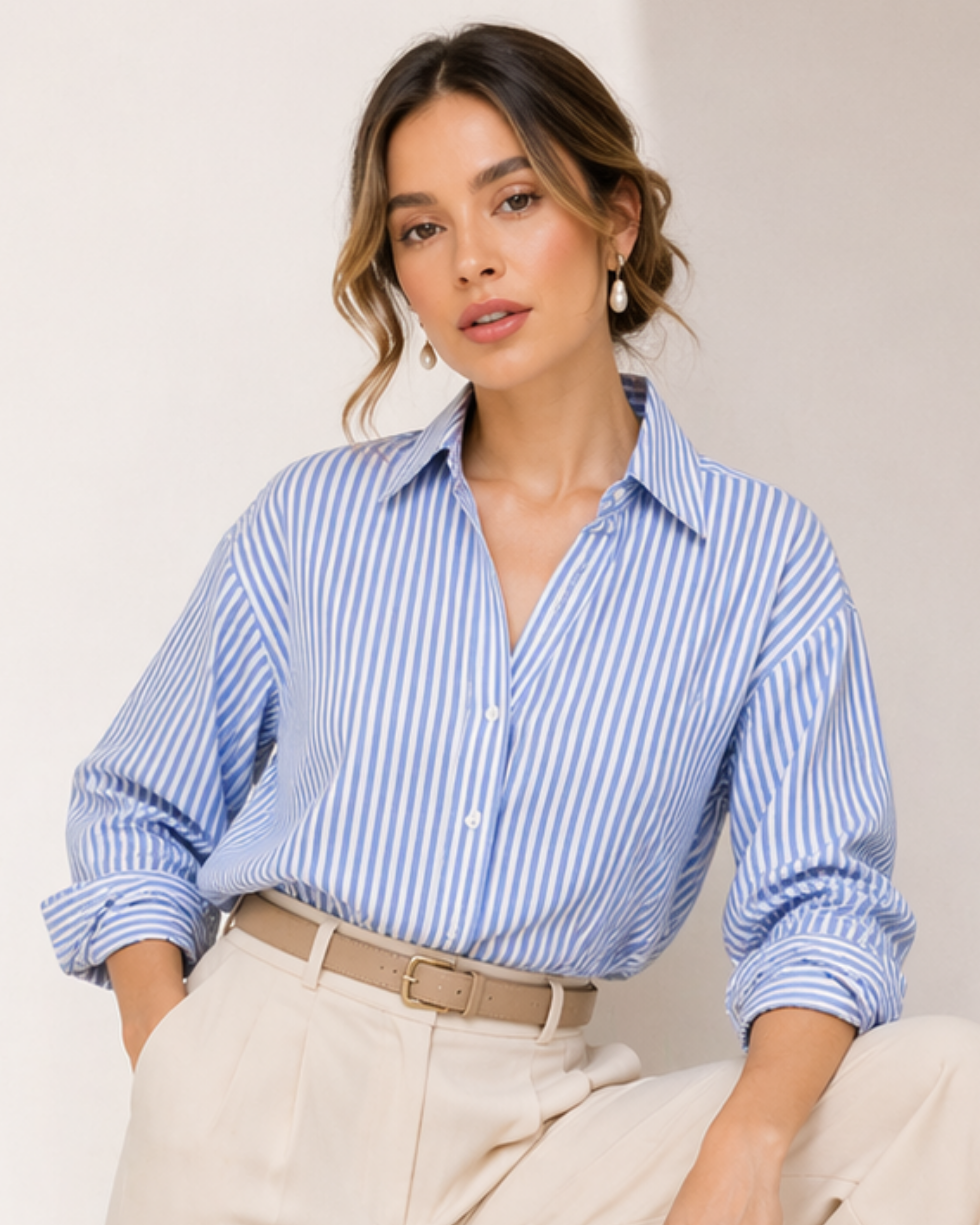 Camisa Atenea Rayas Celestes CA07