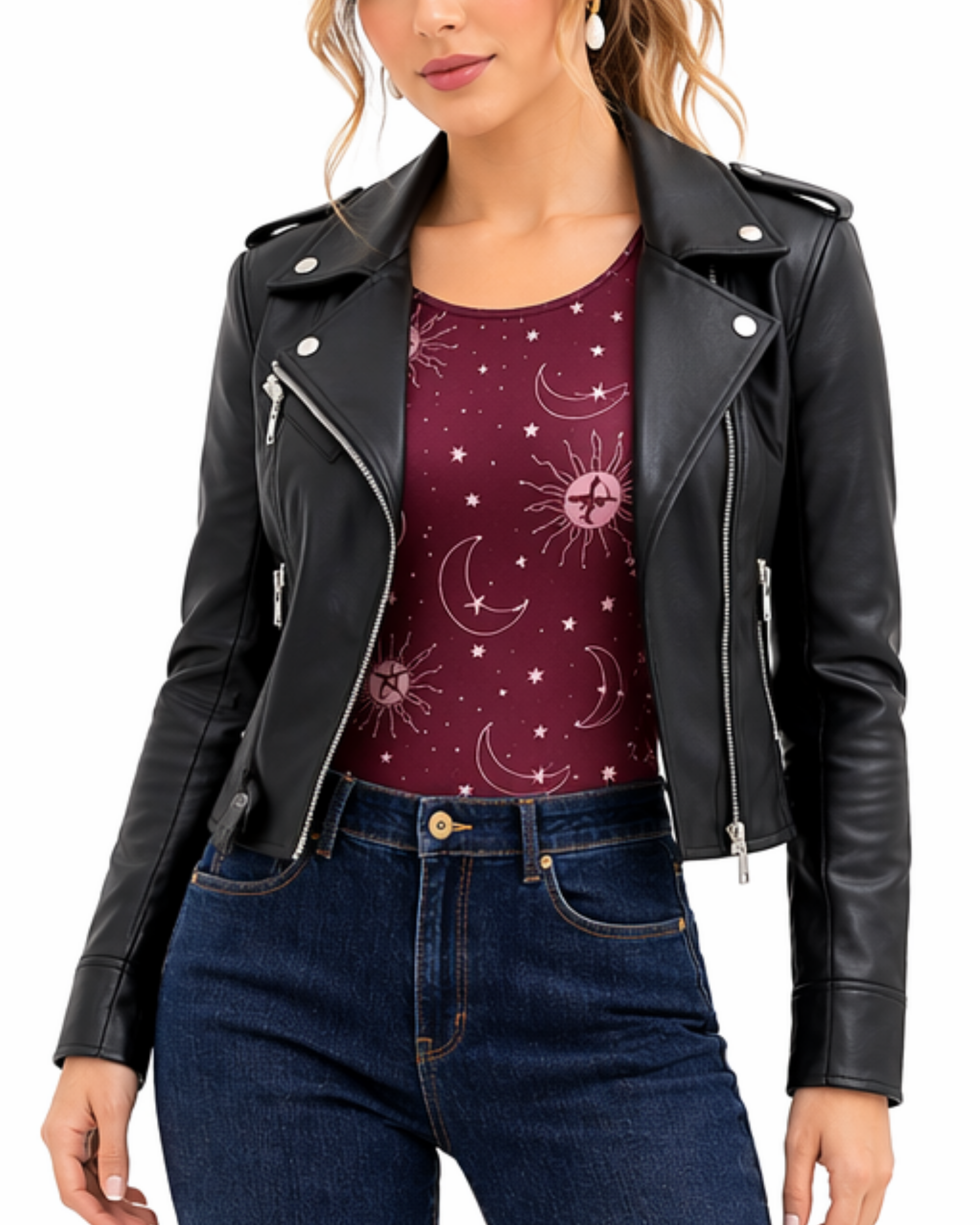 Chaqueta Biker Negra Eco cuero CH03