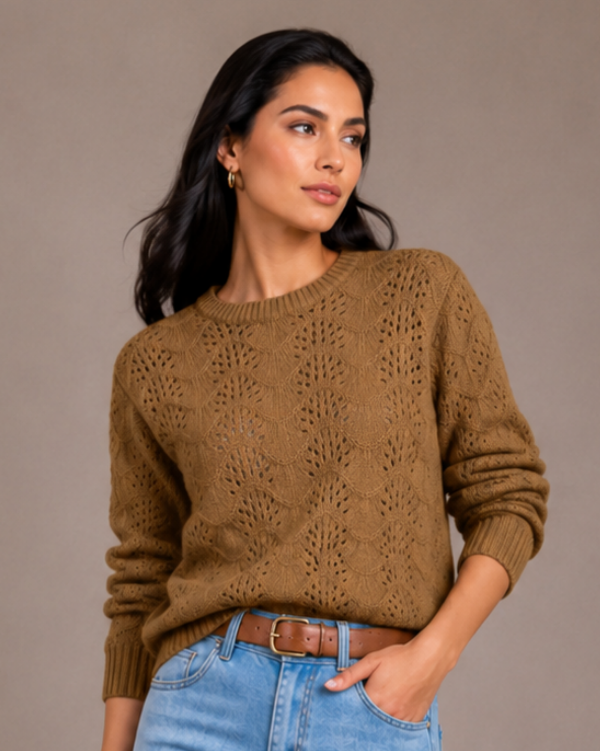 Suéter Calado Aura Camel SU18
