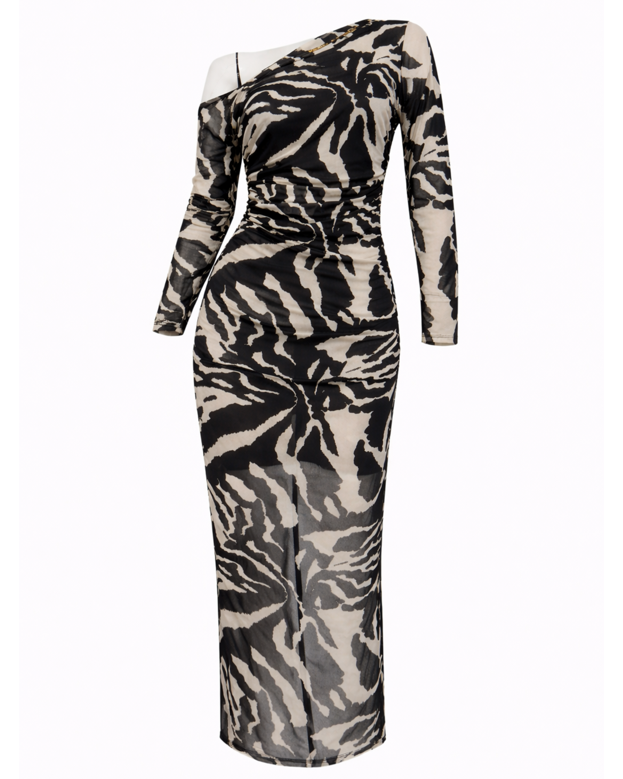 Vestido Maxi Asimétrico Animal Print VE03
