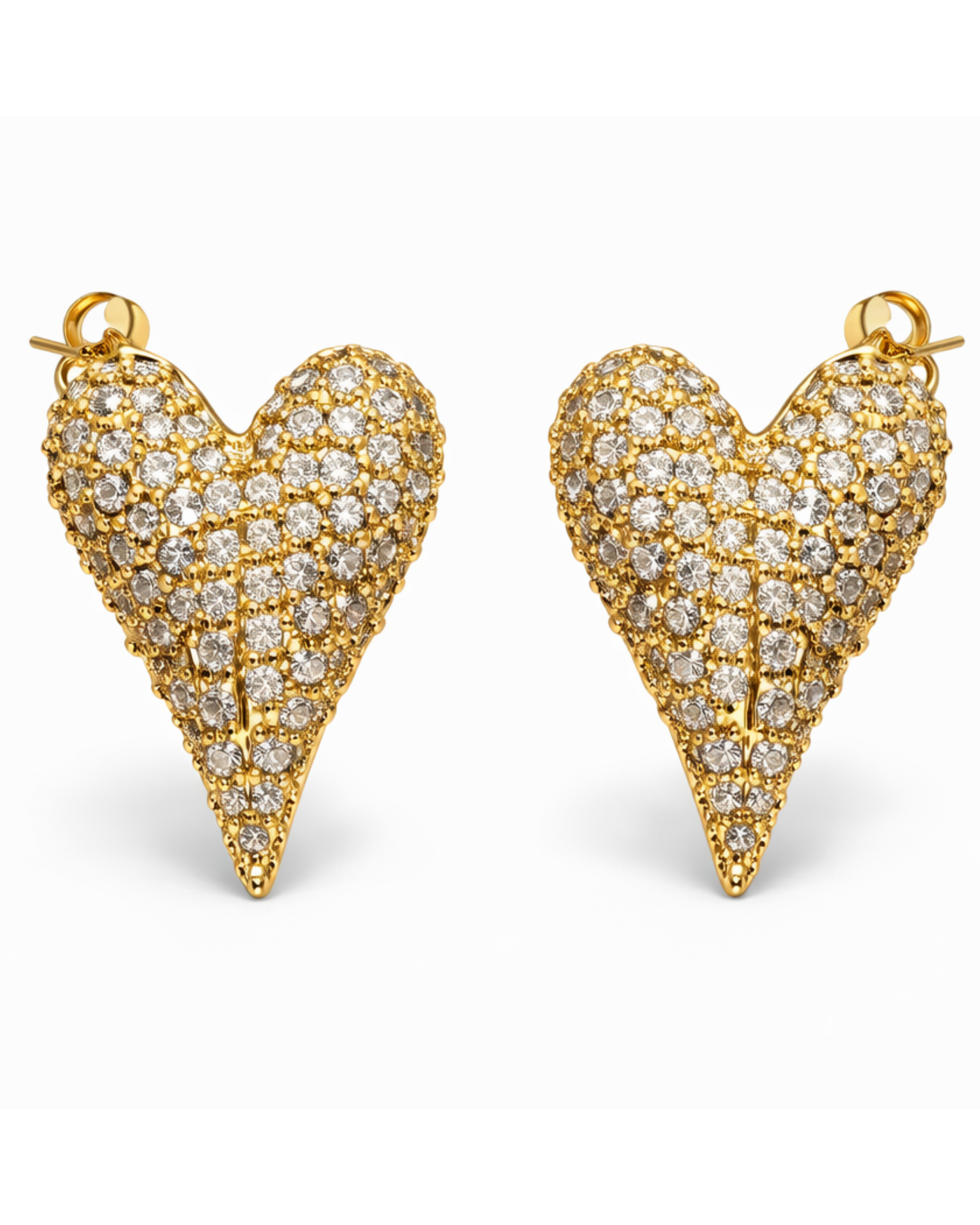 Aretes Corazón Brillante Dorado en Rodio AC25