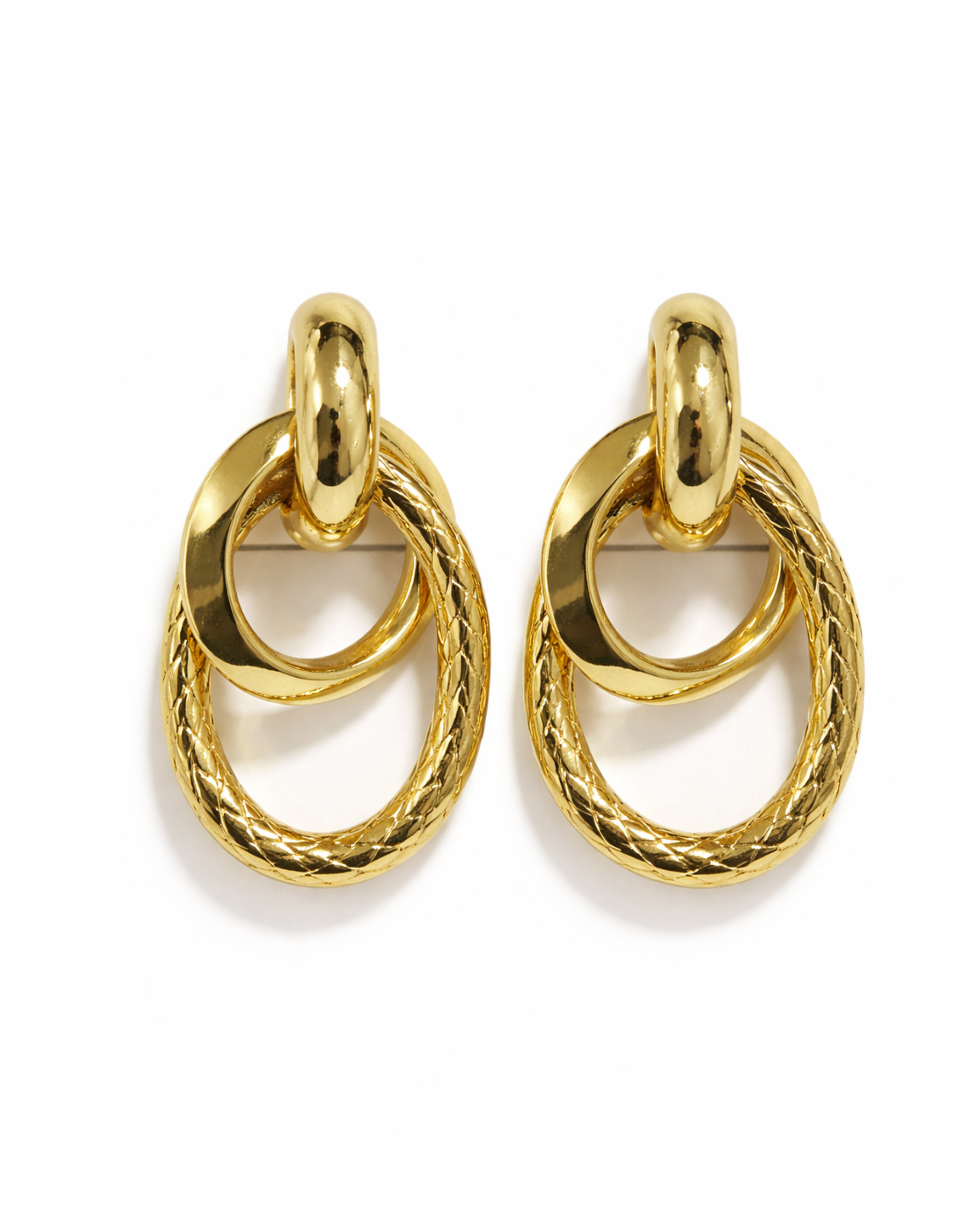 Aretes Doble Aro Texturizado en Rodio AC10