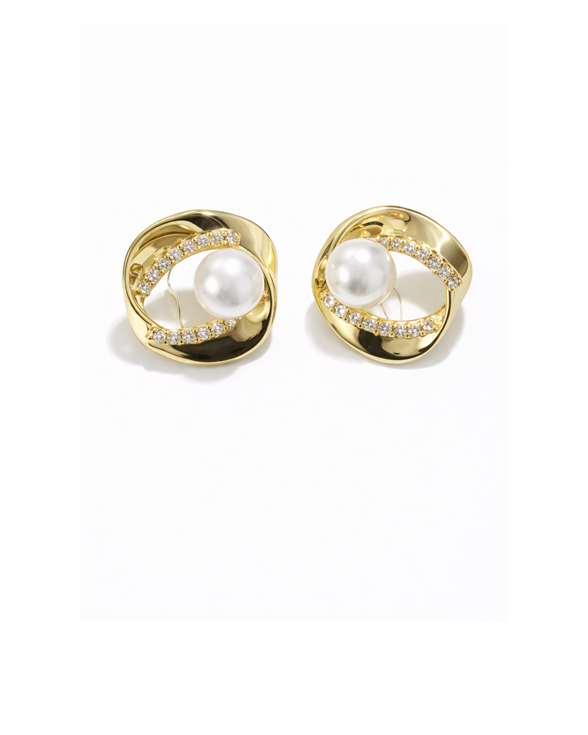 Aretes Perla Orbit Luxe en Rodio AC23