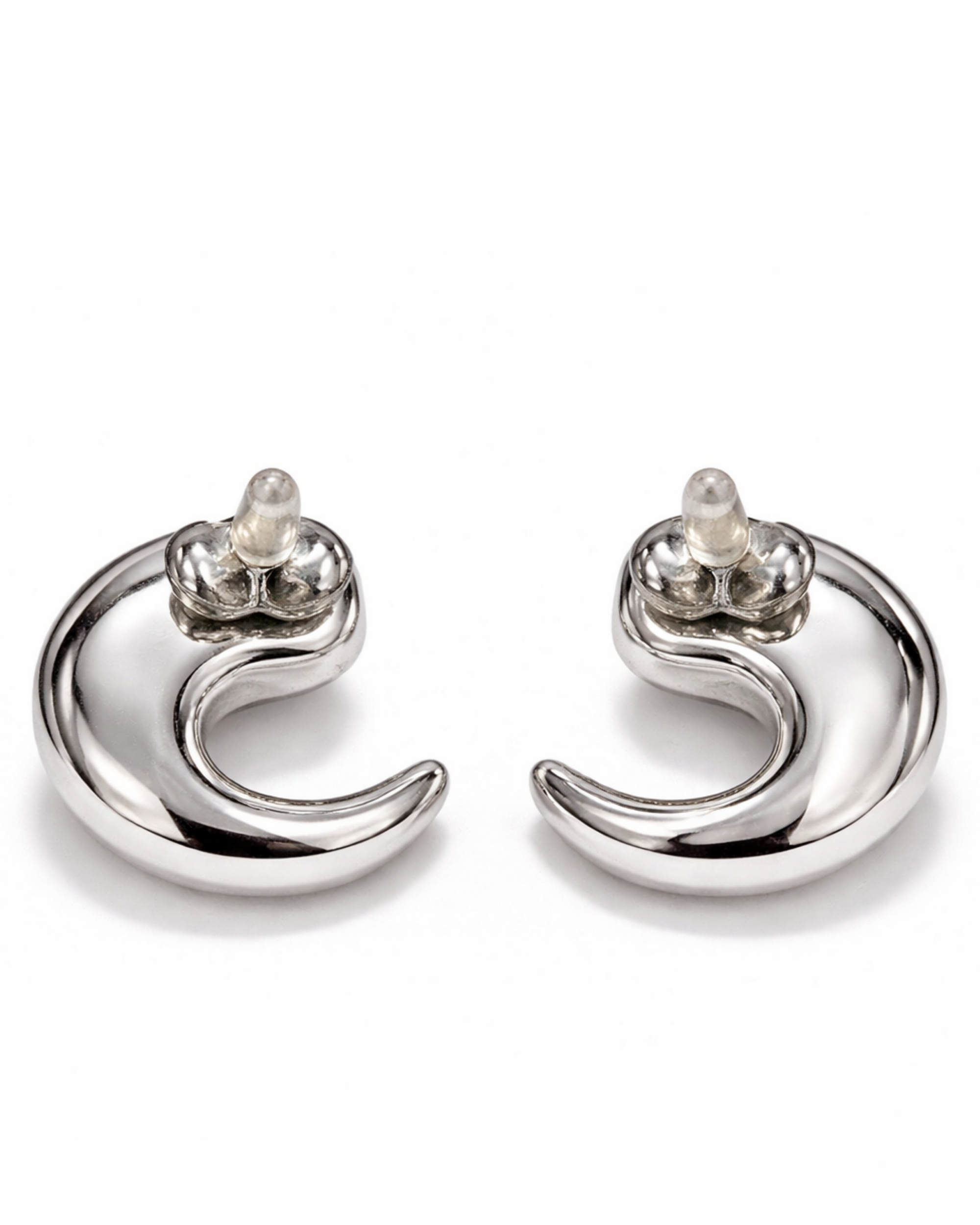 Aretes Escultura Orgánica Plateados en Rodio AC25