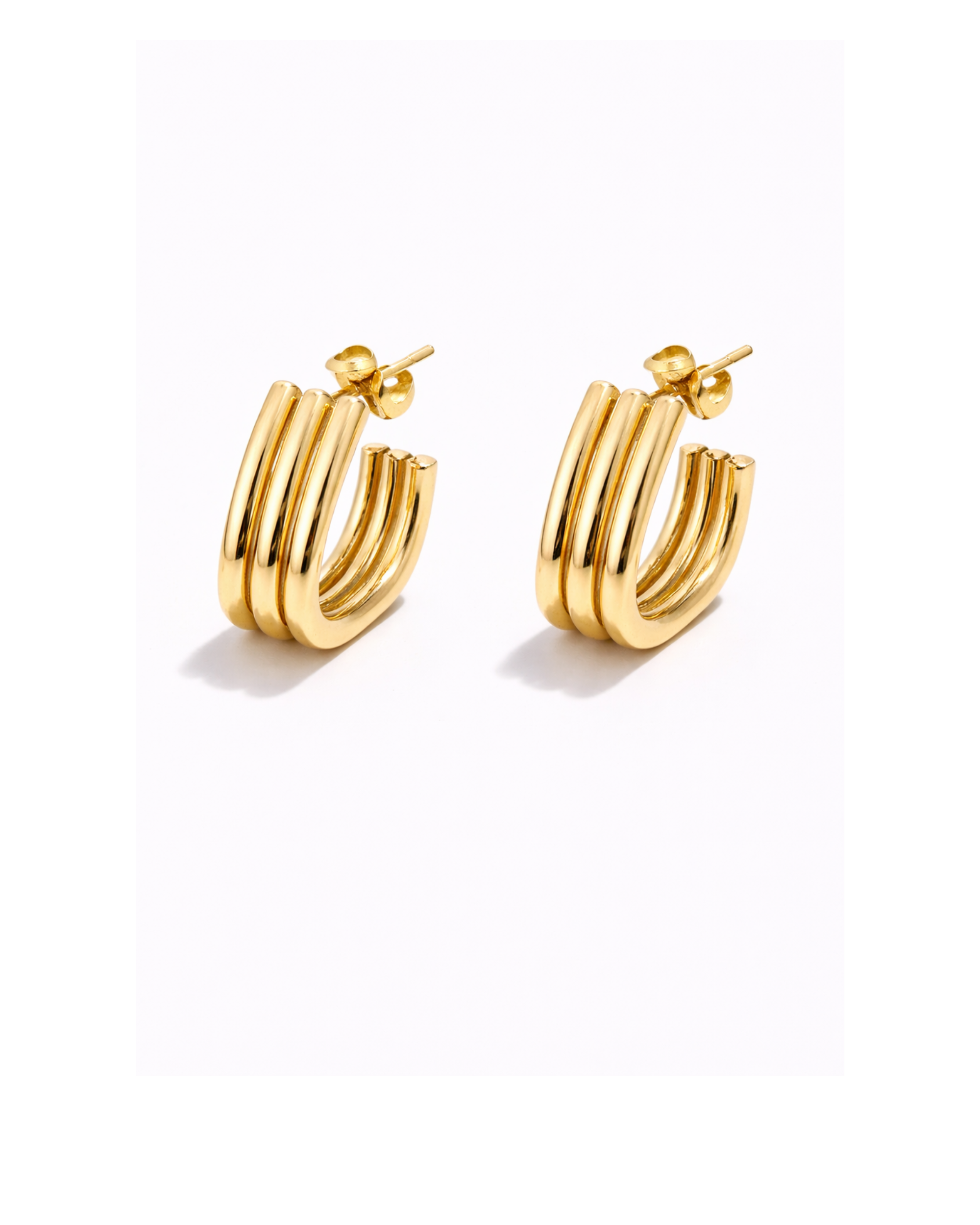 Aretes Huggie Triple Curve Gold en Rodio AC23