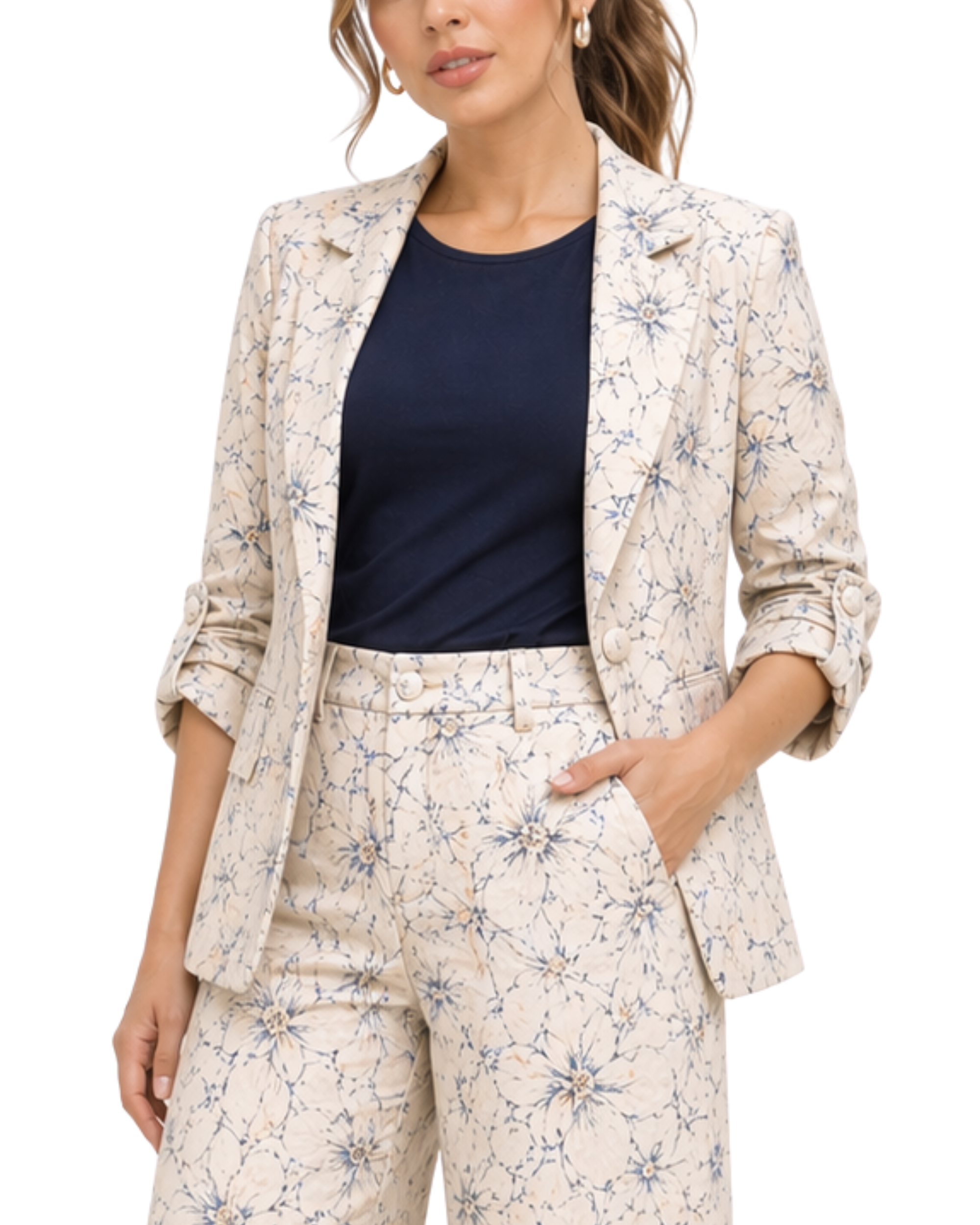 Blazer Floral Marfil DUHERSH BZ05
