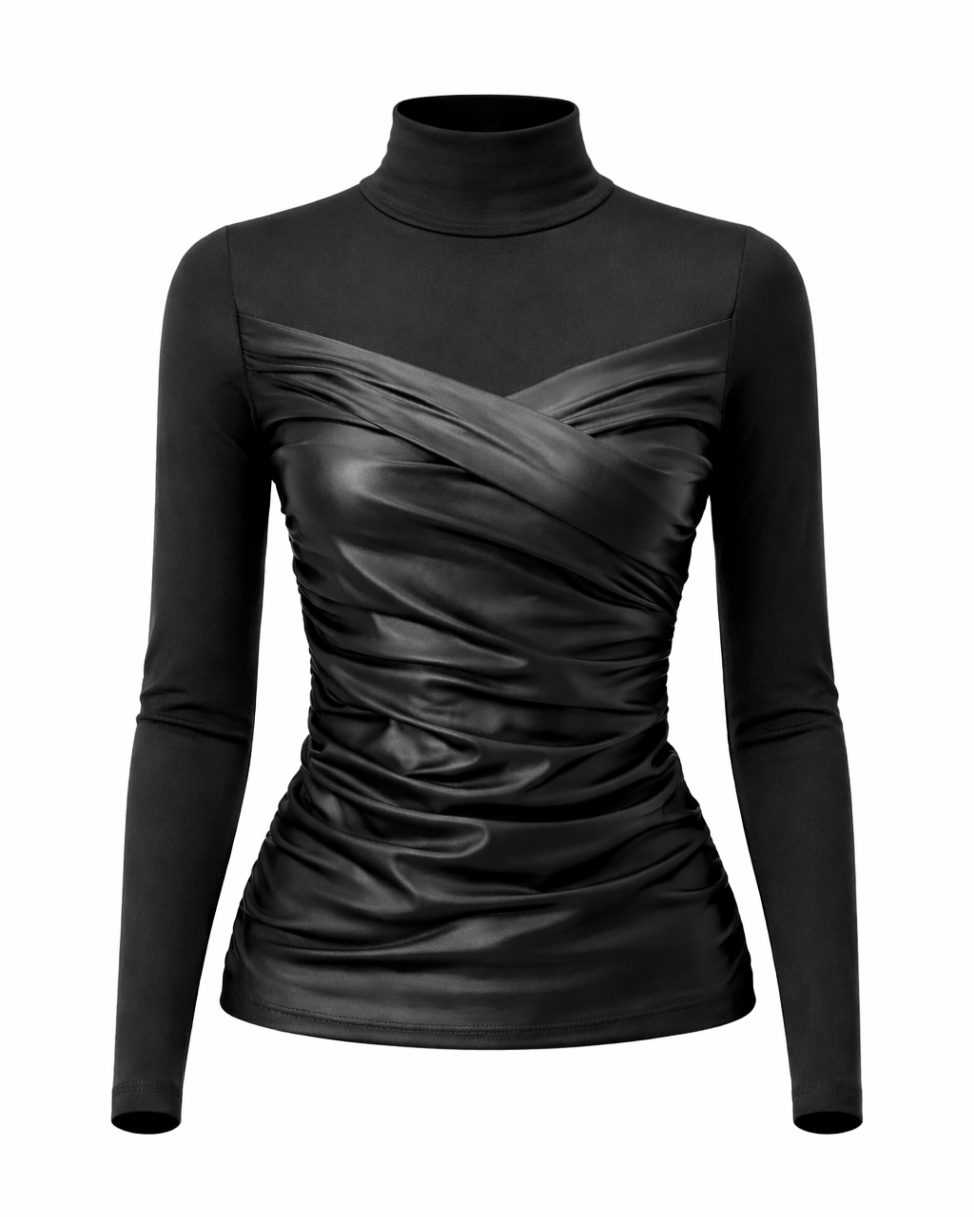 Blusa Drappeada Eco Cuero