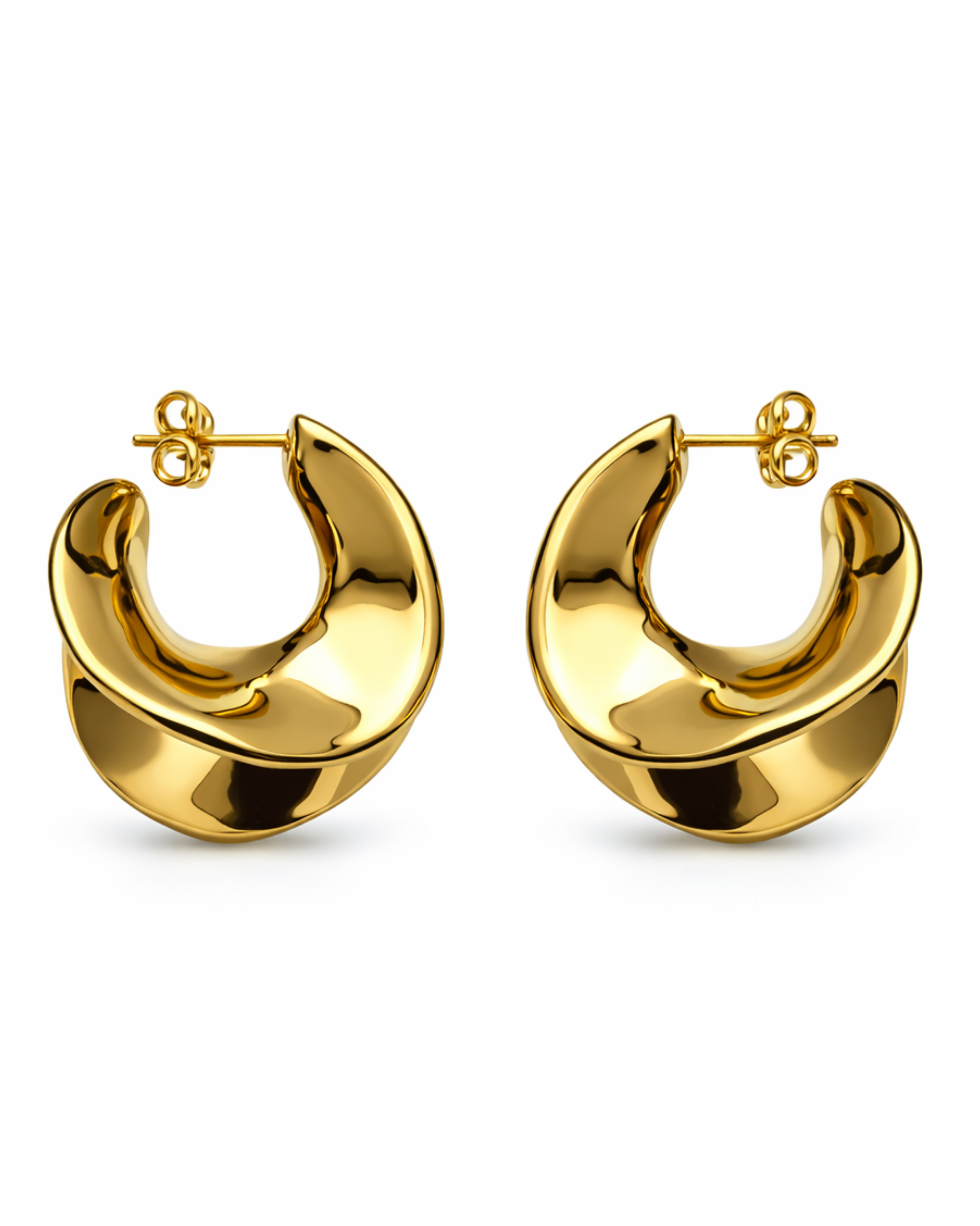 Candongas Escultural Dorados en Rodio AC25