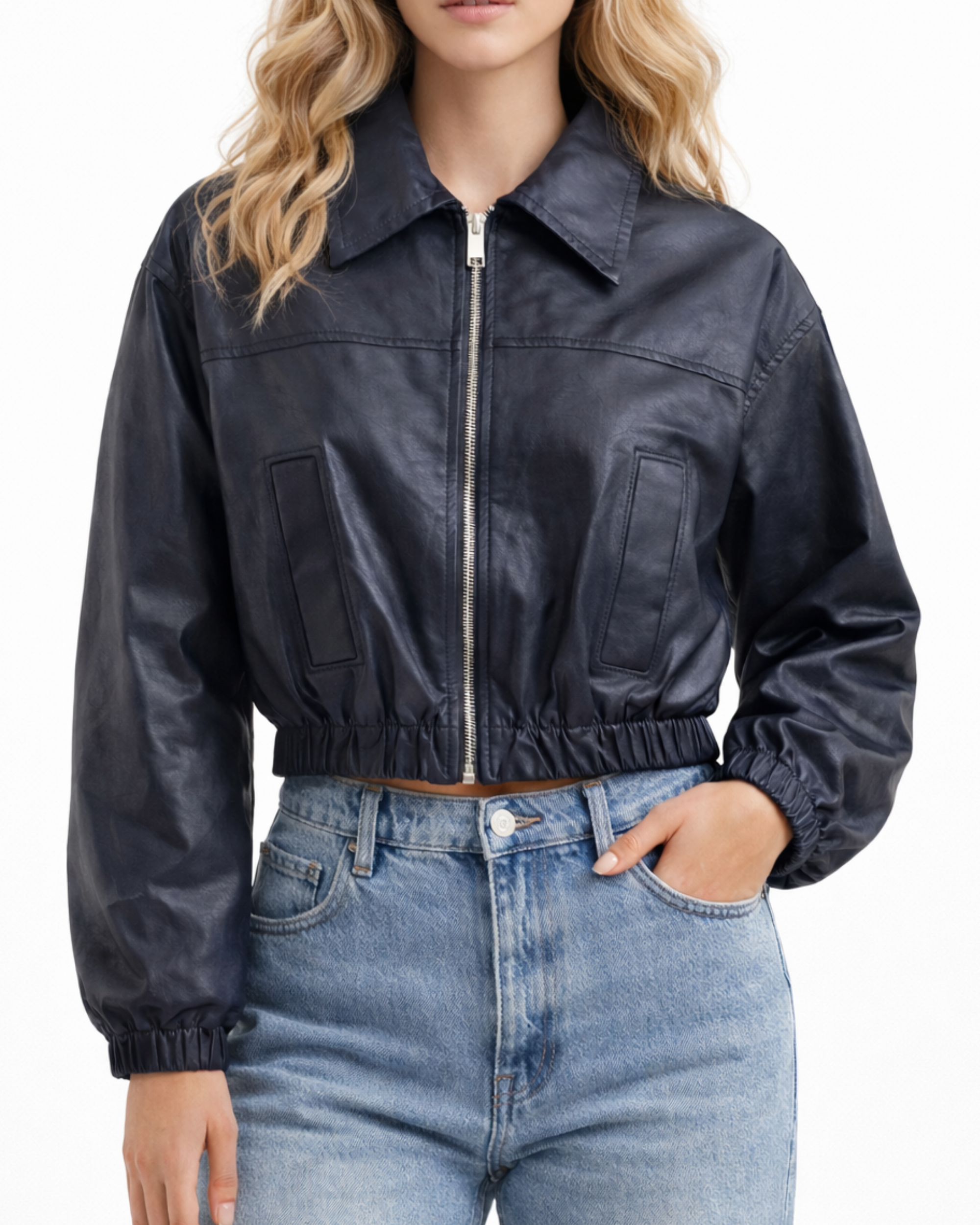 Chaqueta Crop en Eco Cuero CH08