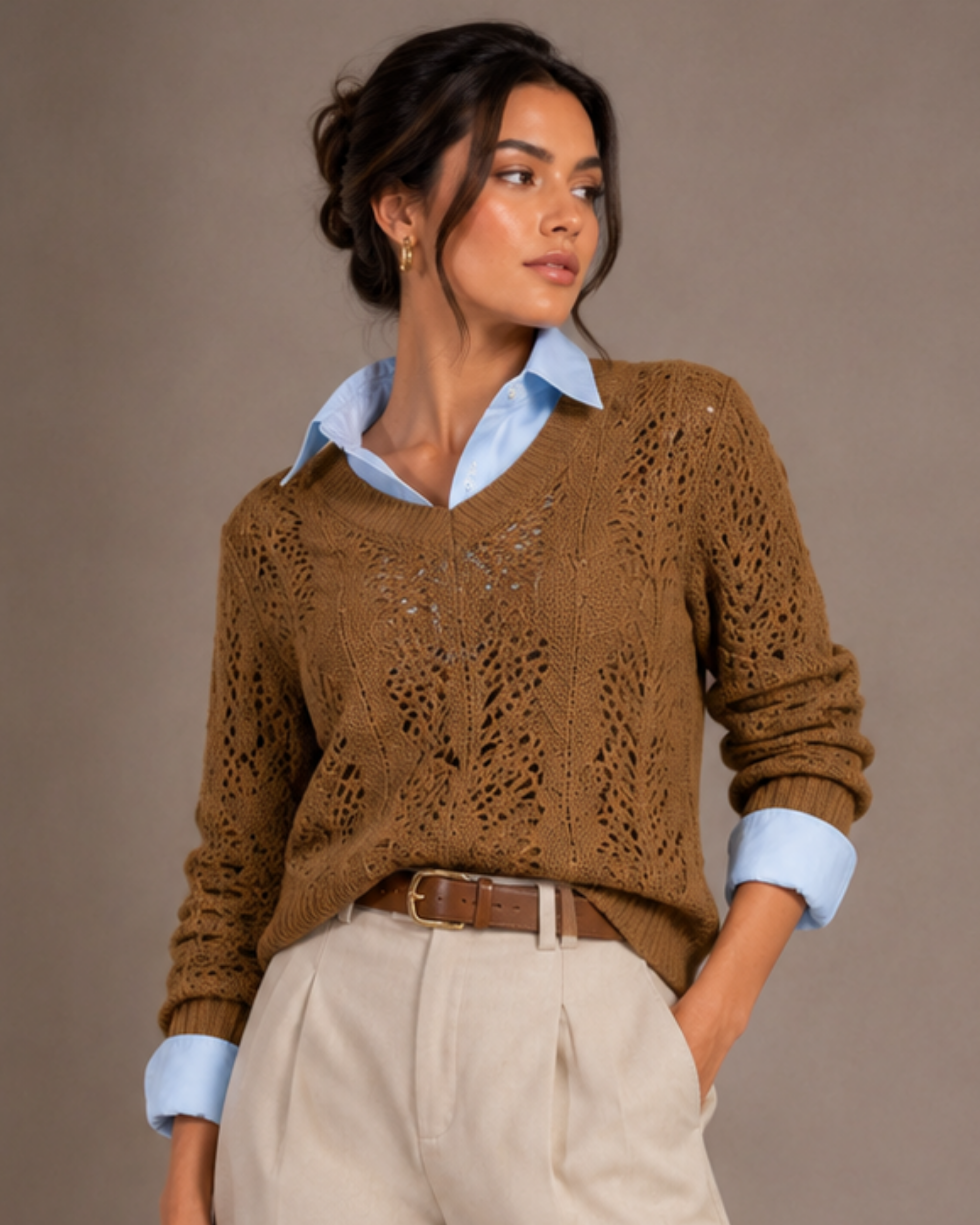 Suéter Calado Aura Camel SU18