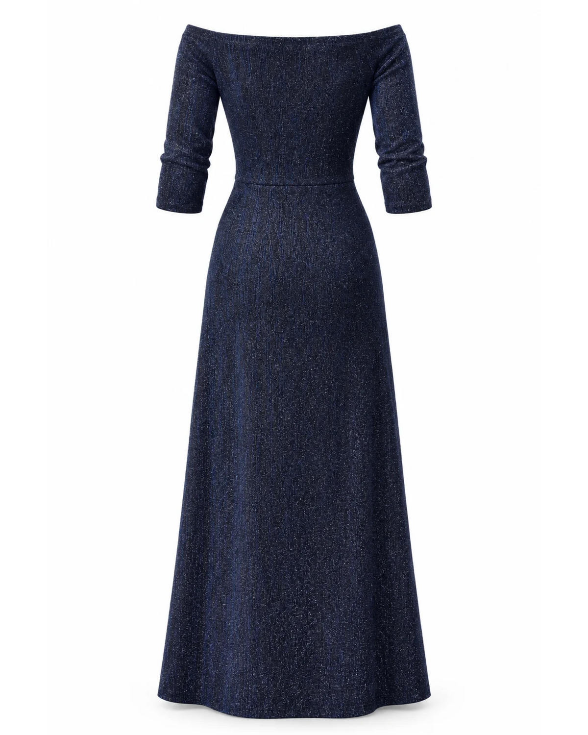 Vestido Largo Gala Brillante con Escote Bandeja y Abertura Lateral VE07
