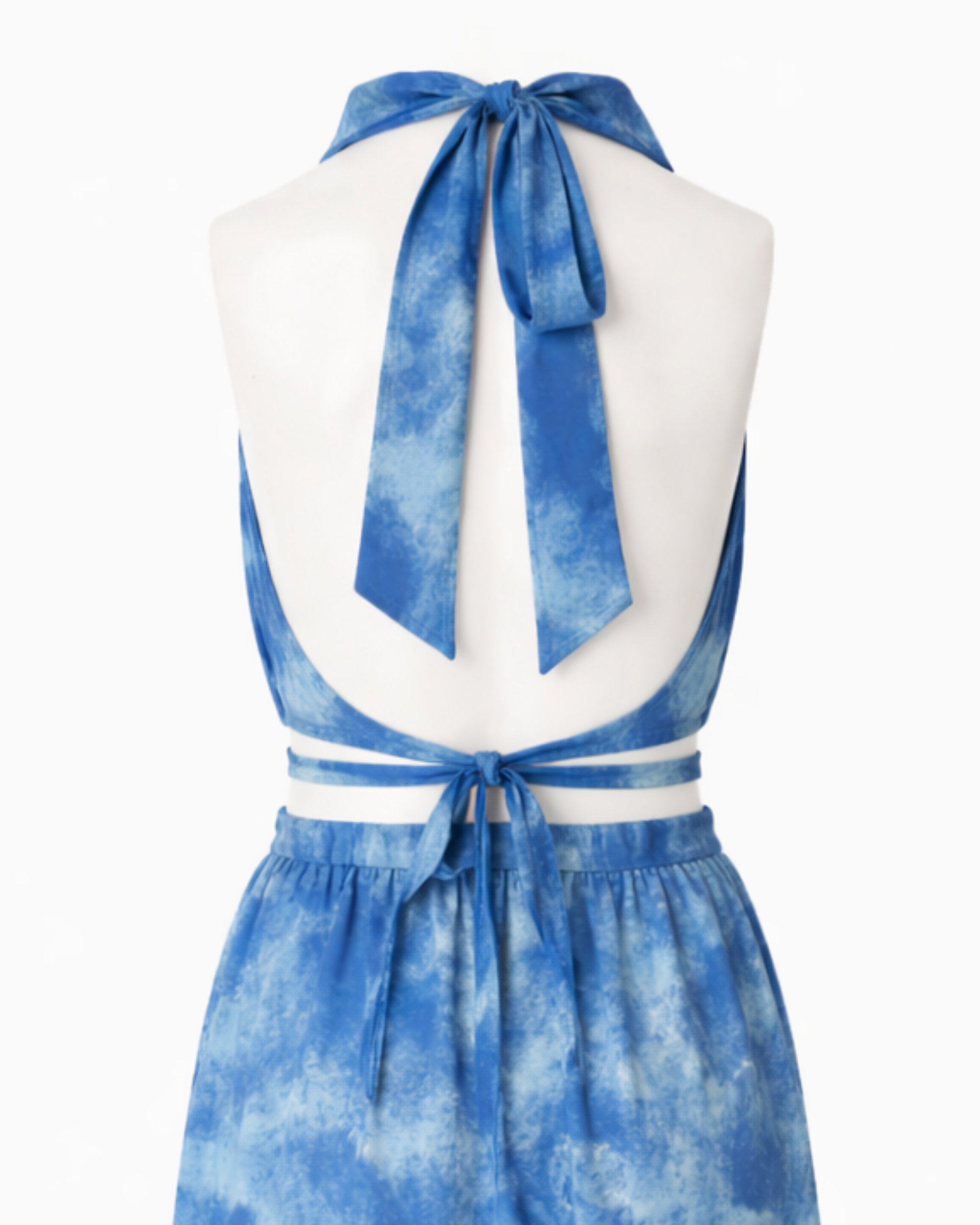 Vestido Maxi Cut Out Azul Tie Dye